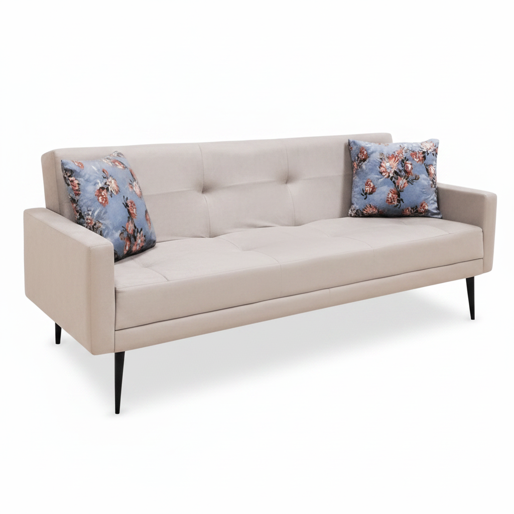 3-Seater-Sleeper-Couch (Light Brown Buffalo Suede)